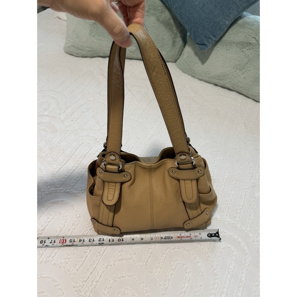 Tignanello Women's Medium Light Brown Leather Shoulder Bag Colorblock Zip